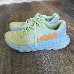 Womens Hoka One One light green/light blue size 8 lightweight running shoes